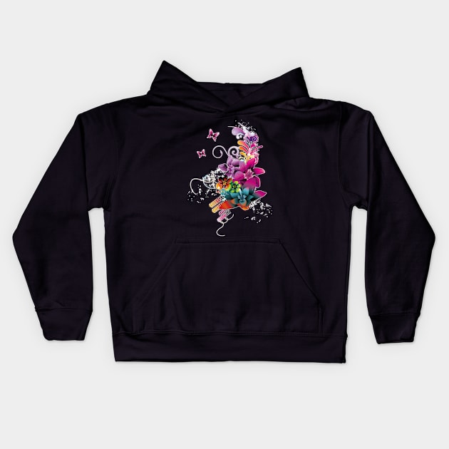 Butterflies and Flowers Kids Hoodie by Aine Creative Designs